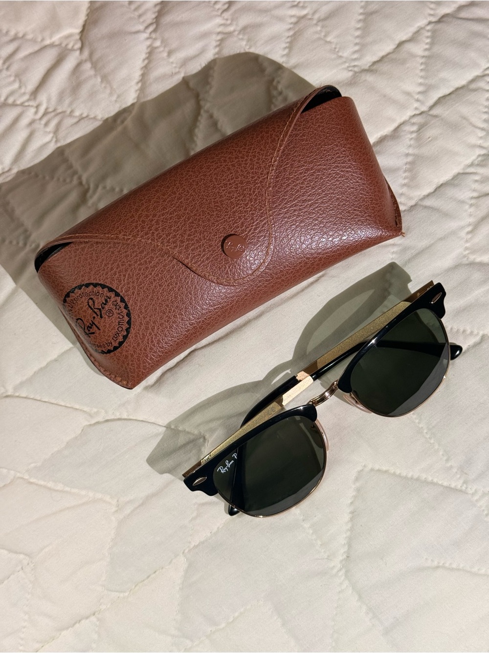 Ray-Ban Clubmaster Black on Gold Polarized Sunglasses